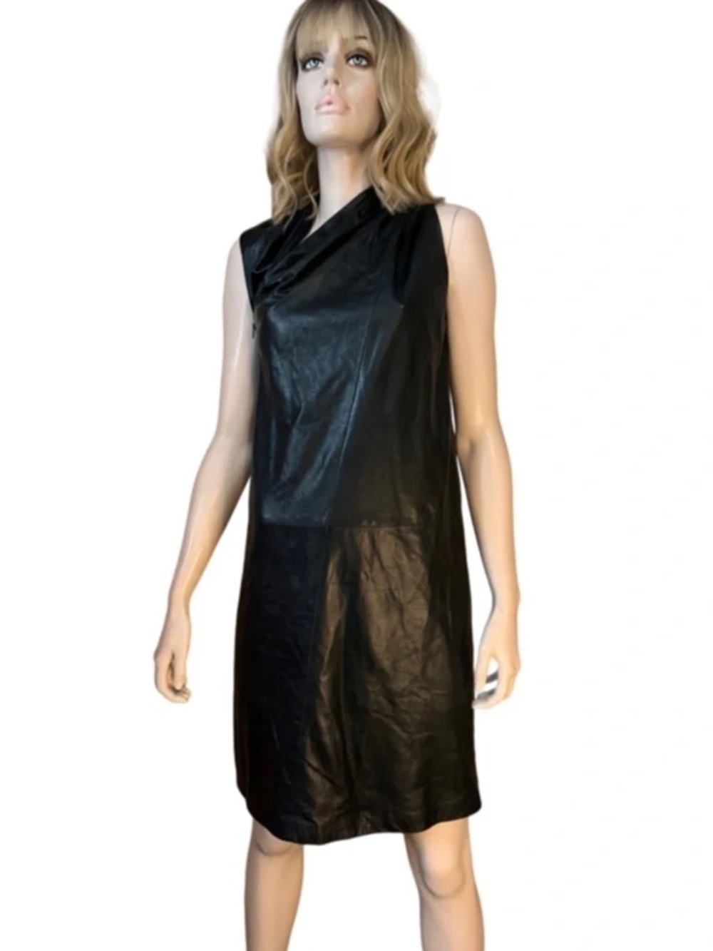 Danier Greta Constantine Dress Buttery Soft Lambskin Leather Asymmetrical NWOT